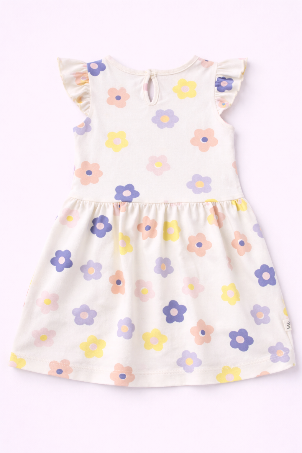 Girls Cotton Dress - Flower Print White