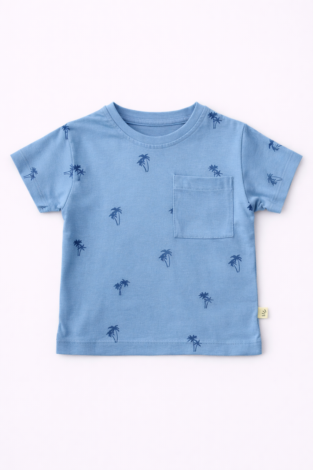 Boys Oversized Cotton T-Shirt – Palm Print Blue