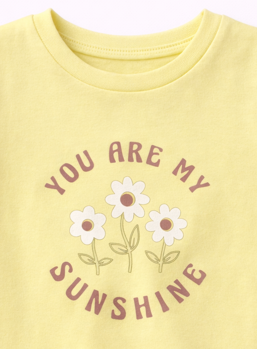 Girls Cotton T-shirt - Sunshine Print Yellow