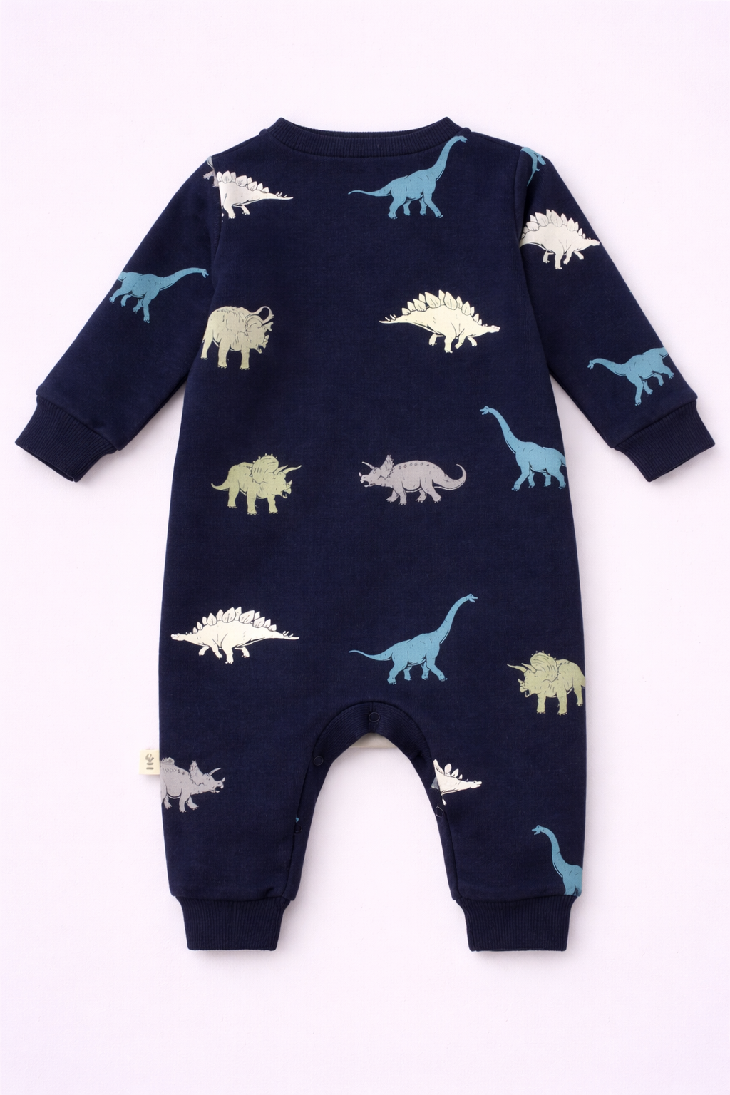 Baby Fleece Cotton Romper – Dinosaur Print Navy Blue