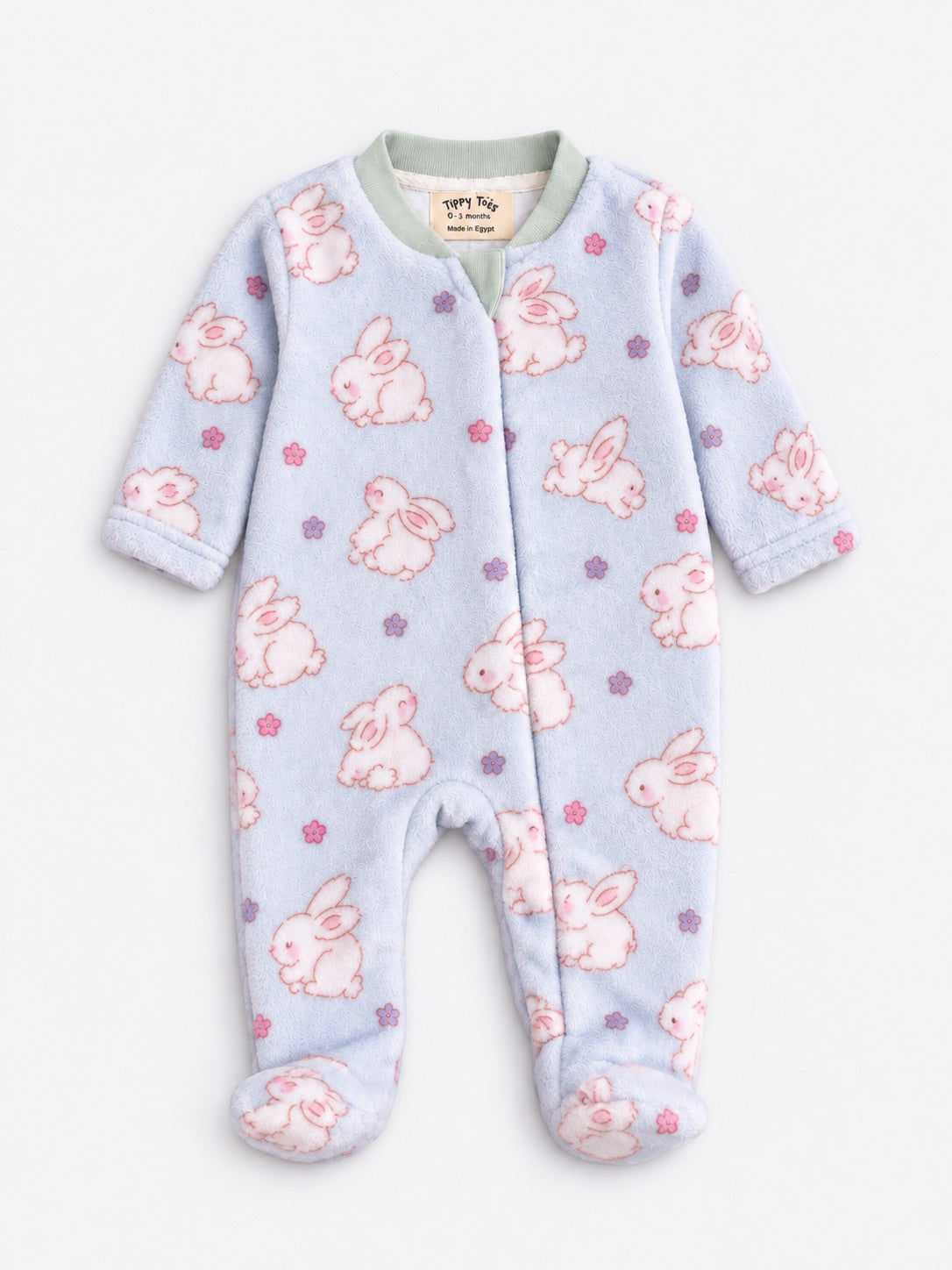 Baby Fleece Romper Pyjama –  Bunny Light Blue