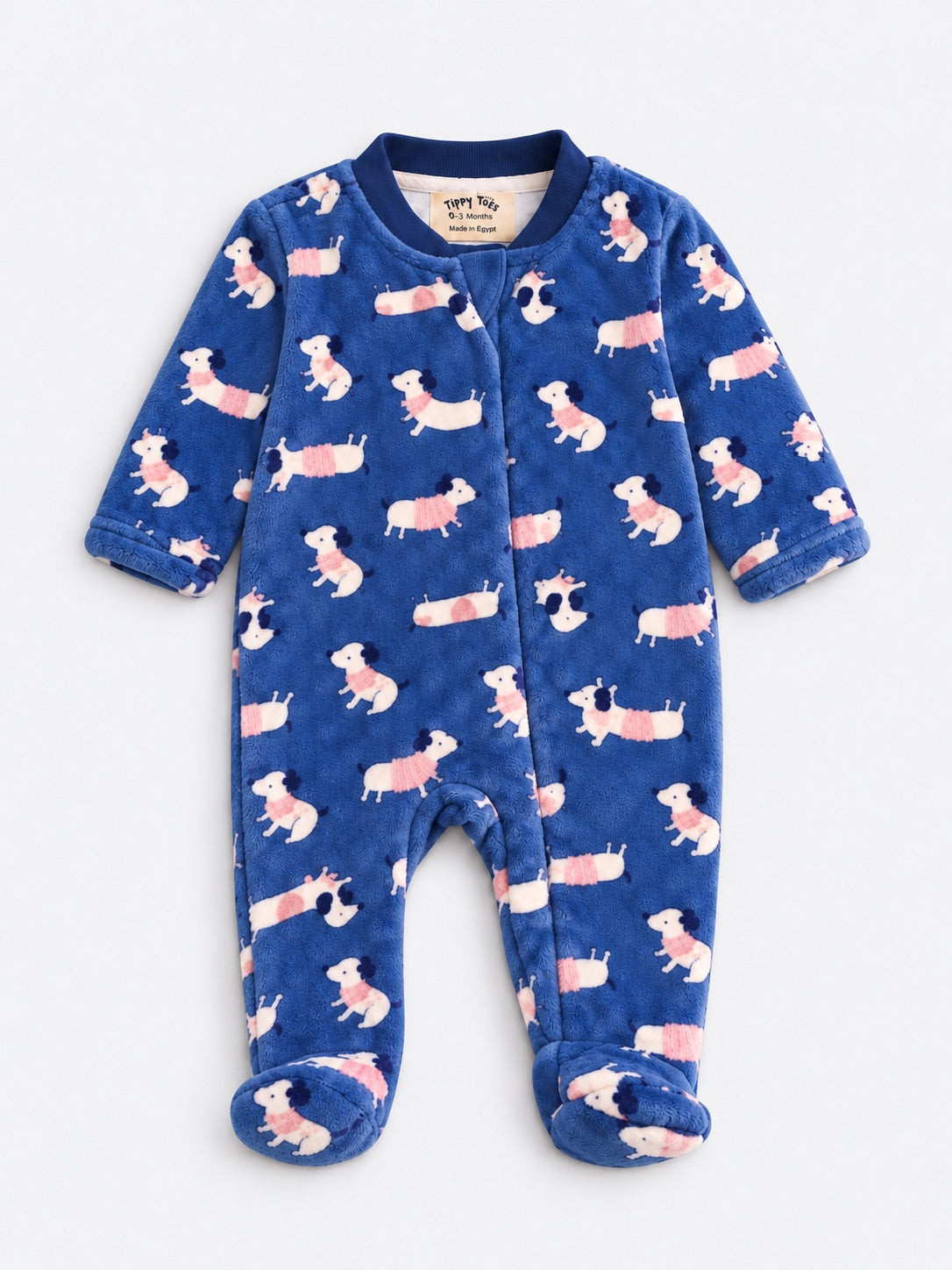 Baby Fleece Romper Pyjama –  Dachshund Blue