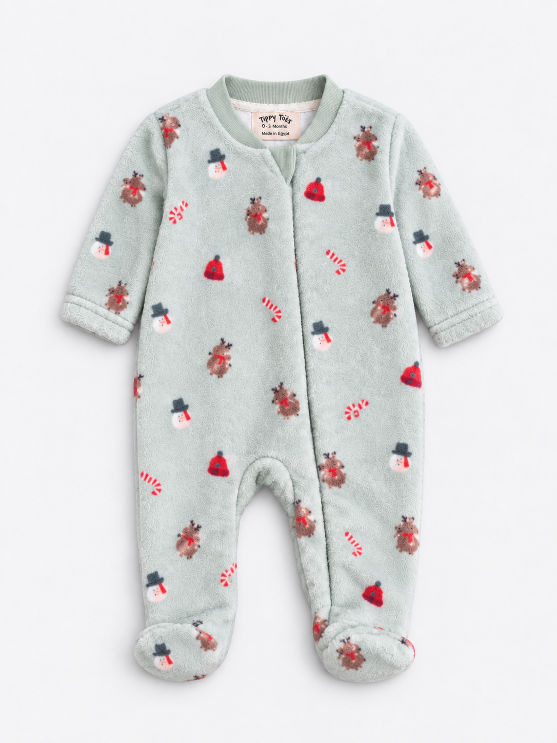 Baby Fleece Romper Pyjama –  Snow Sage Green