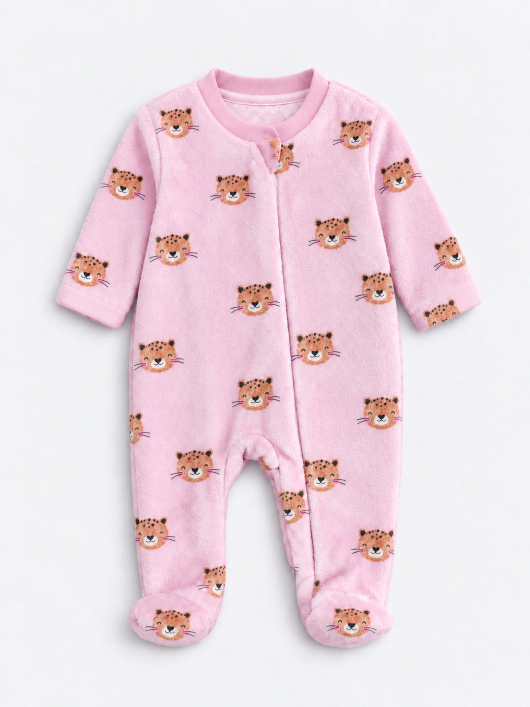 Baby Fleece Romper Pyjama –  Kitten Pink