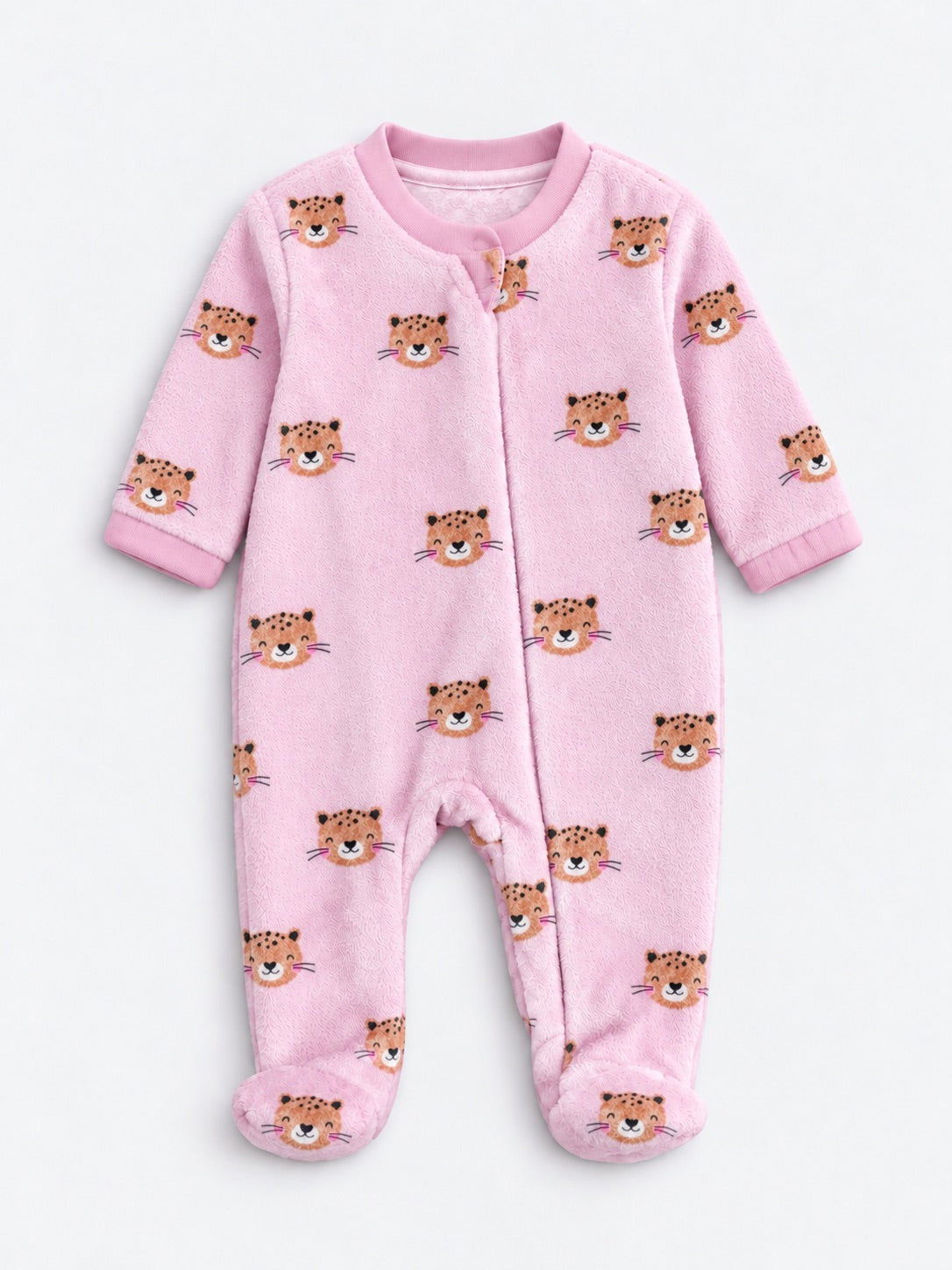 Baby Fleece Romper Pyjama –  Kitten Pink