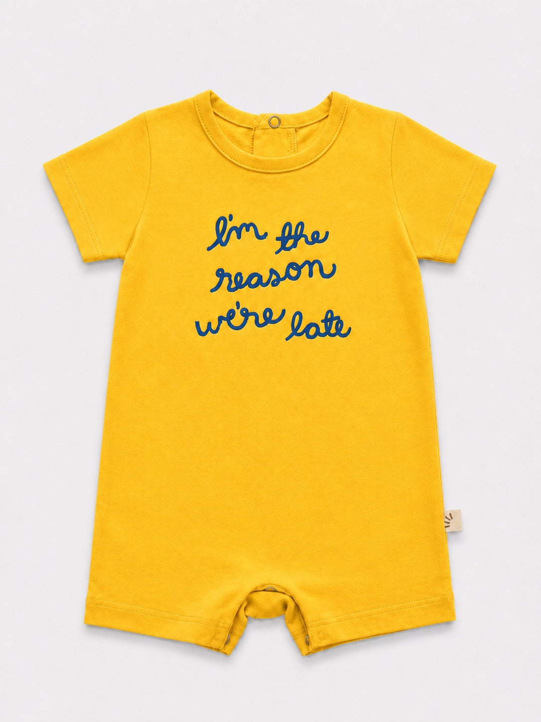 Baby Boy Romper – I'm the Reason We're Late Yellow