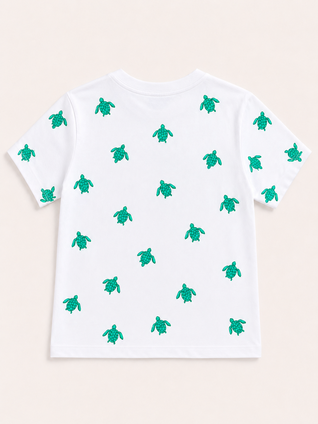 Boys Oversized Premium Cotton T-Shirt – Turtle Print White