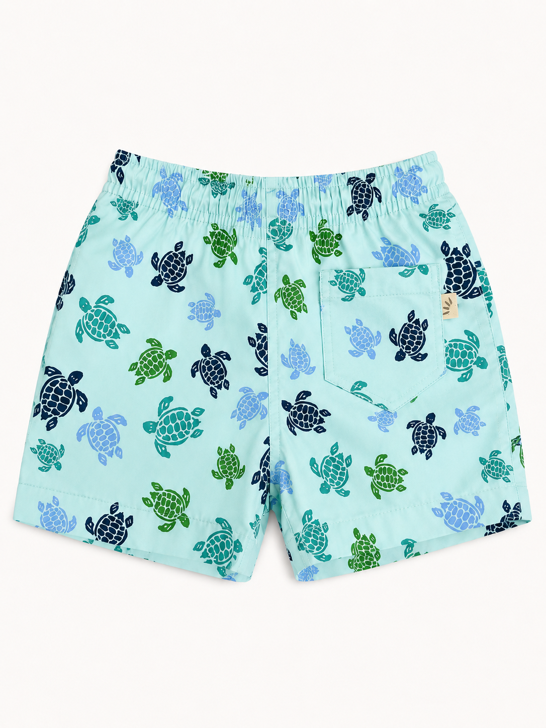 Boys Swim Shorts - Turtle Print Sky Blue