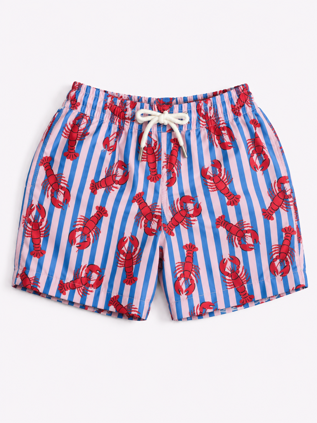 Boys Swim Shorts - Striped Lobster Print