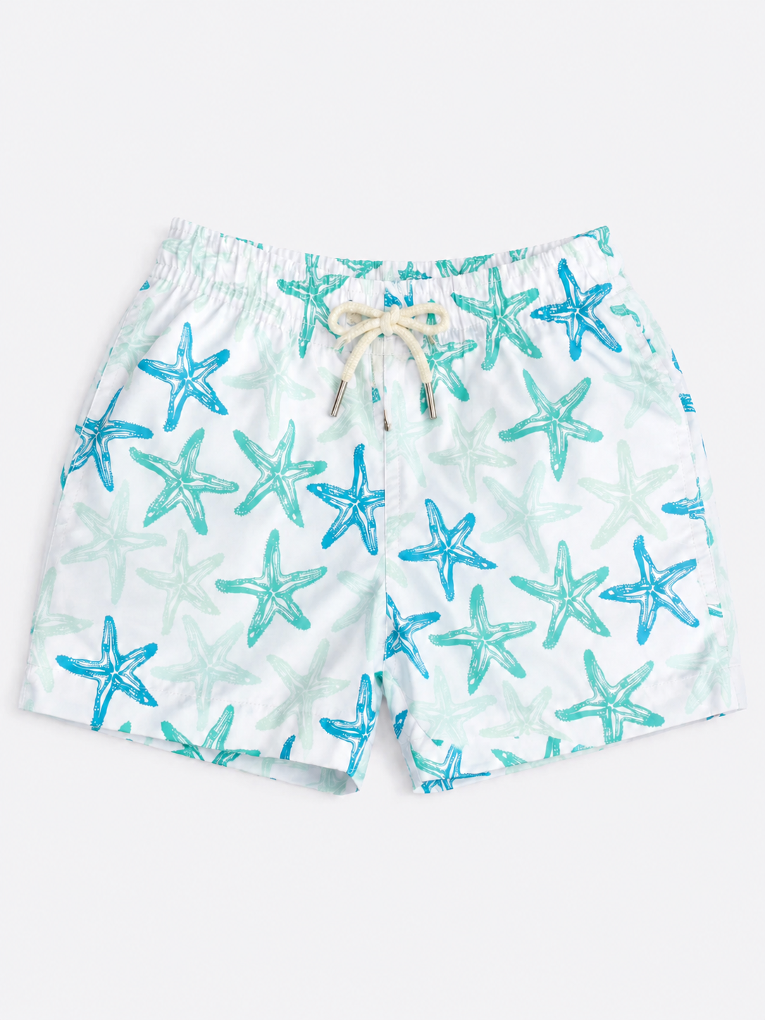 Boys Swim Shorts - Starfish Print White