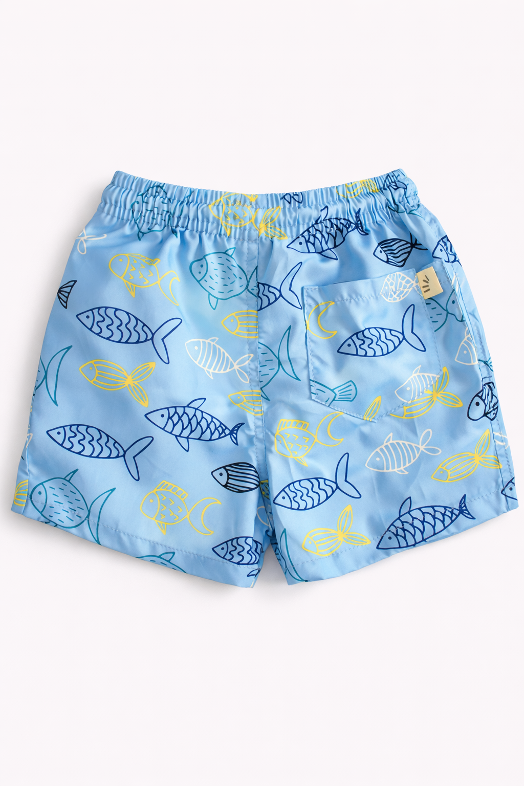 Boys Swim Shorts – Fish Print Light Blue