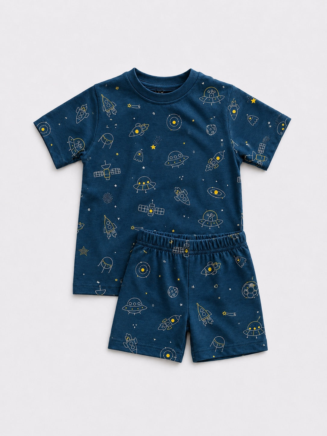 Boys Cotton Summer Pyjama Set - Space Deep Blue