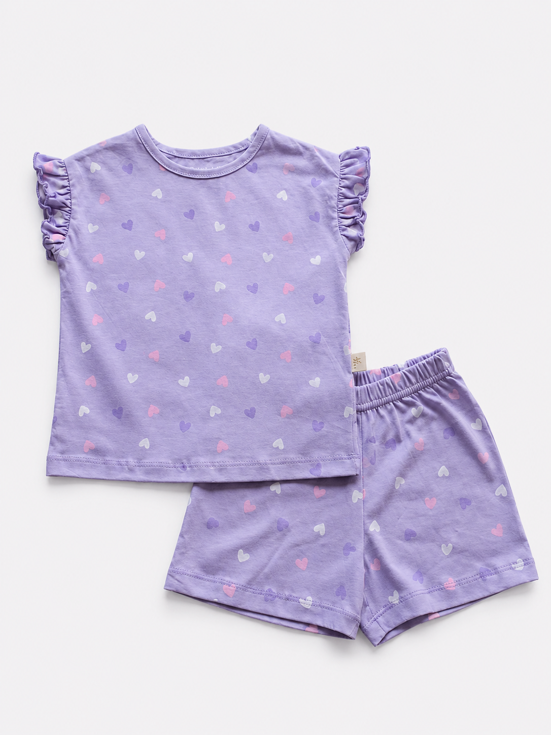 Girl Cotton Summer Pyjamas - Heart Violet