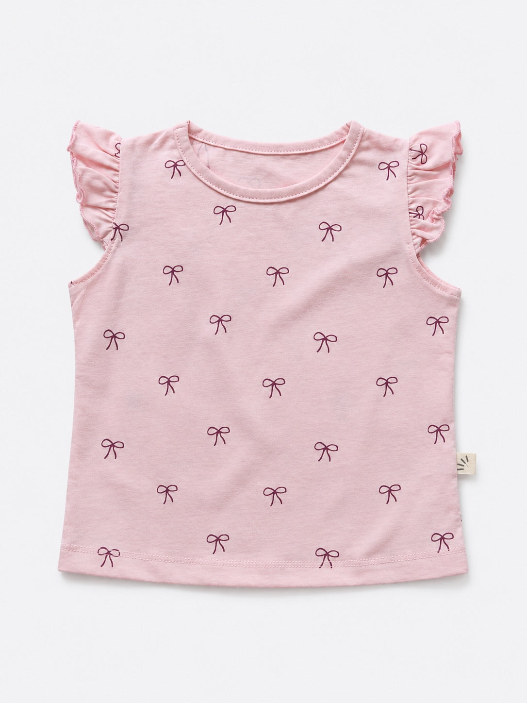 Girls Cotton T-shirt - Ribbon Pink
