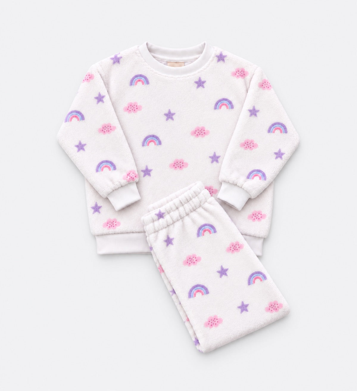 Fleece Pyjama - Rainbow Off White