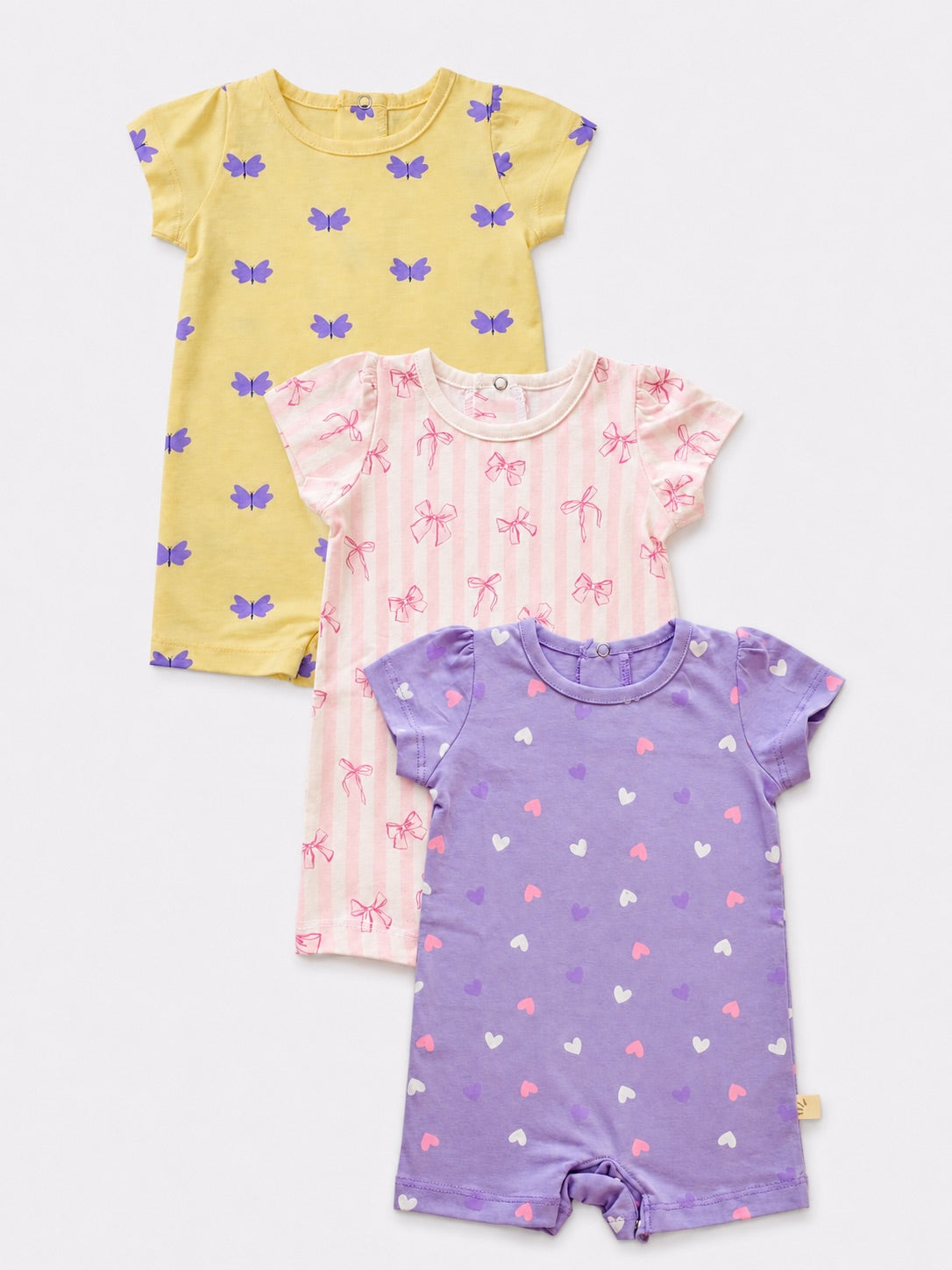 Baby Girl 3 Multipacks Romper – (Yellow - Pink - Violet)