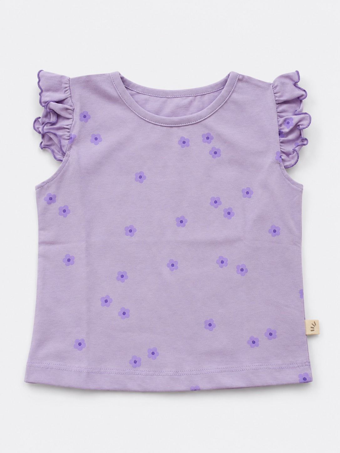 Girls Cotton T-shirt - Flowers Violet