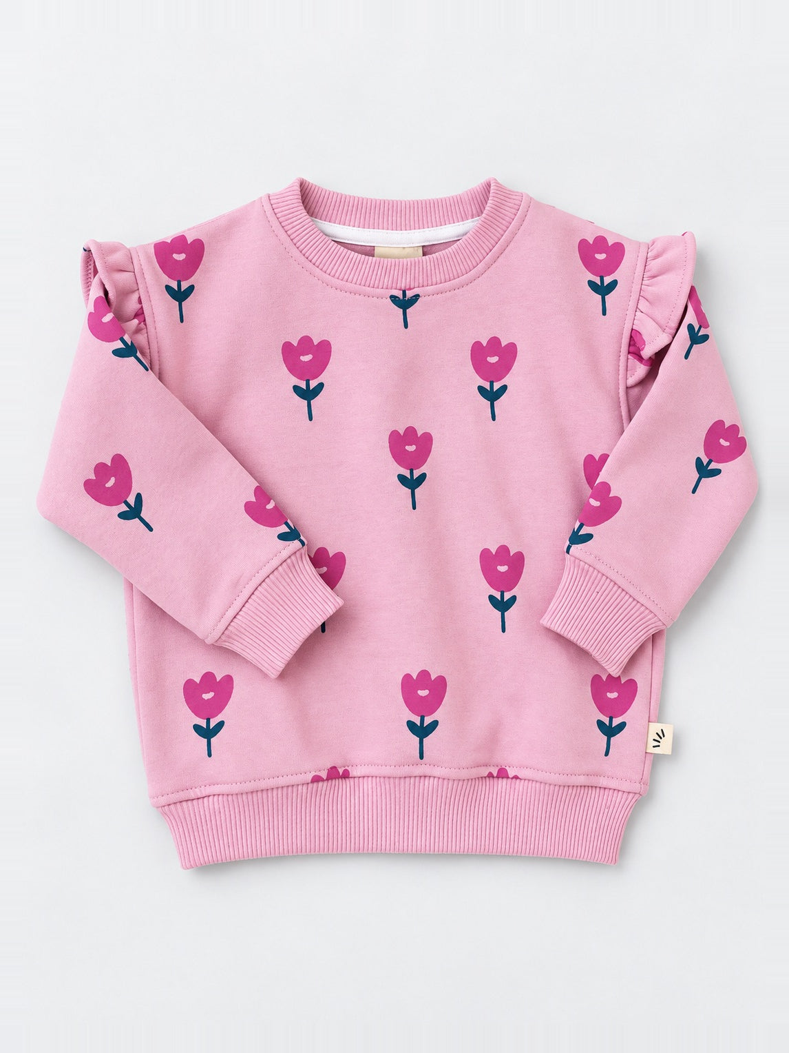 Girls Fleece Sweatshirt - Rose Print Pink