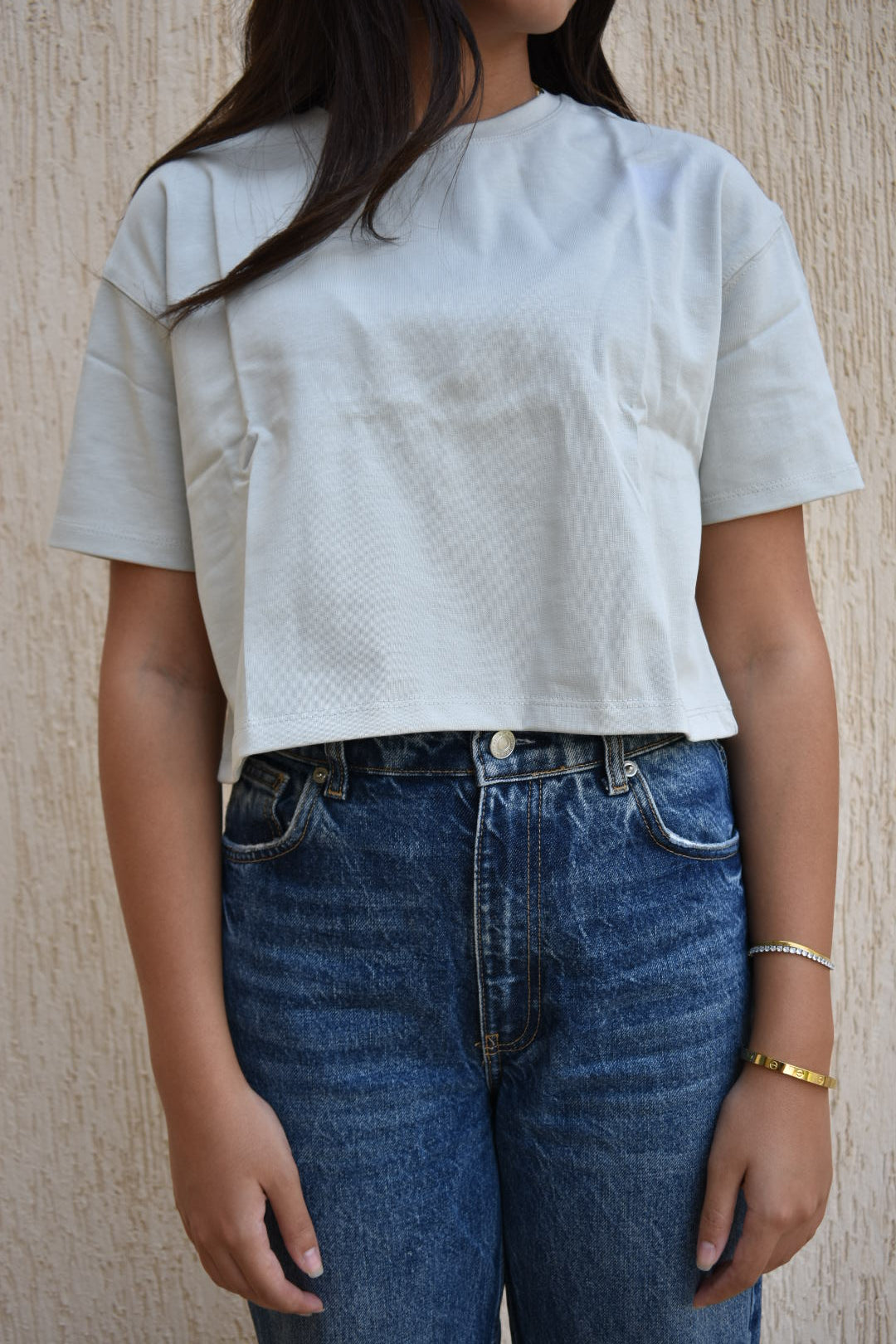 Women Cotton Basic T-shirts - Greige