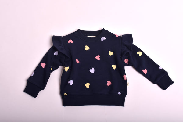 Navy Pastel Hearts crew neck!