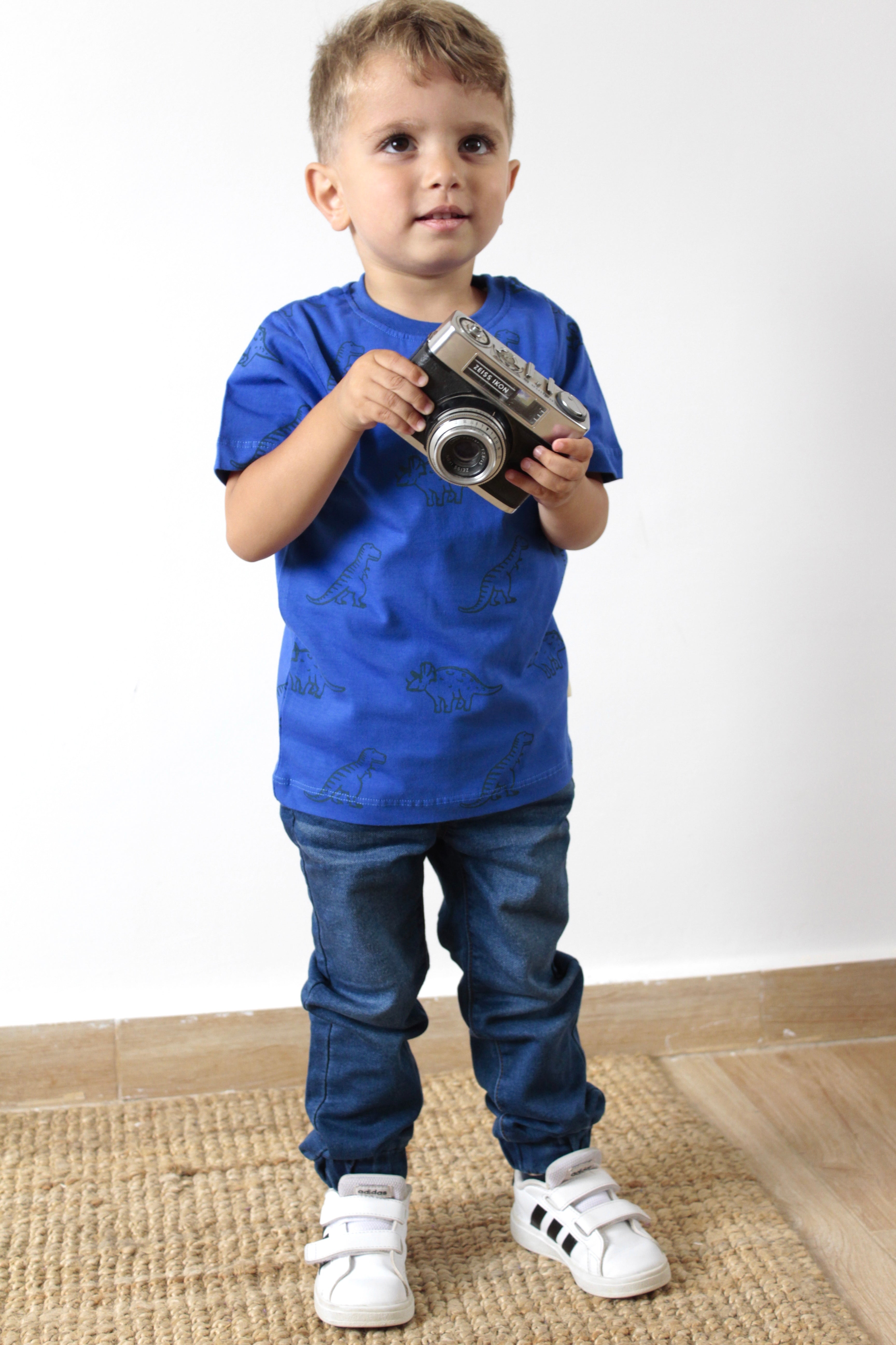 Boys Cotton T-Shirt - Road Trip Print Light Blue
