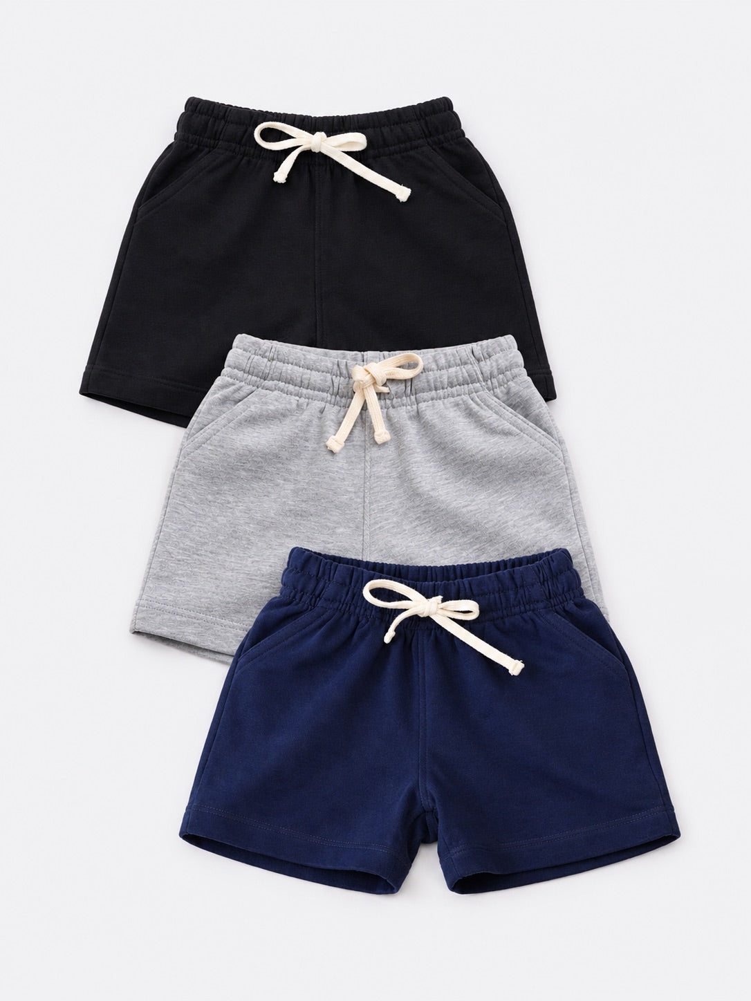 Boys 3 Multipacks Cotton French Terry Shorts - (Black - Grey - Navy)